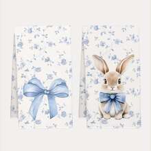 2 piezas Paños de cocina diarios simples con estampado de conejo de flores azules, material de poliéster suave, adecuados para decoración de cocina, limpieza, decoración de fiestas, artículos esenciales de cocina y baño, decoración del hogar, regalo de inauguración de la casa - Multicolor - Ver 12