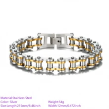 1 件朋克摇滚不锈钢男士手链，摩托车骑行手链自行车链嘻哈珠宝新款时尚日常佩戴生日礼物 - 鏈條手鍊 - 查看 17