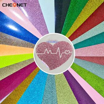 CHEONET- Glitter Heat Transfer Vinyl Rolls - Vibrant Multi-Color Heat Transfer Vinyl For DIY Fabric Name Board At The Live Event, T-Shirts And Party Decoration, Easy To Cut Perfect Iron-On Vinyl For DIY Fabric Projects And Clothing Designs