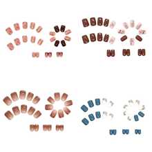 French Short Press On Nails For Women - 4 Box 96 Pcs Christmas Holiday Fake Nails Kit, Square Medium Length False Nails With Designs.Women Cute Pink Colos Nails,Valentine's Day Nails With Jelly Glue And Nail File, Multi Color Easy Wearing Nails For Daily, Work, Party - 混合裝624 - 查看 3