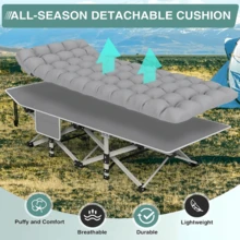 [Comfortable Folding Bed] 1 Extra-Large Heavy-Duty 75-Inch Folding Bed With Mattress, Camping Bed, Portable Folding Bed, Guest Bed, Suitable For Teenagers, Adults, Travelers, Gardens, Balconies, Camping Gear And Equipment. - 小號灰色-不含床墊 - 查看 7