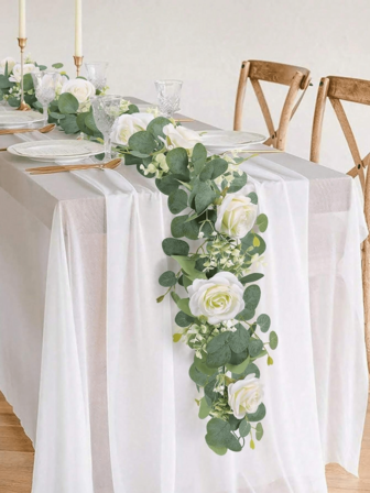 1/2 Piezas Enredadera artificial de rosas blancas de 180cm, guirnalda de rosas blancas falsas, decoración de fondo para fiestas de cumpleaños, bodas y vacaciones, centro de mesa para bodas, corona, decoración para estantes, barras, escaleras, centro de habitación, decoración del hogar, patio exterior, arco de jardín, decoración de pared, regalo del Día de la Madre, del Día de San Valentín, decoración de dormitorio, accesorios de pared, decoración de flores, accesorios de boda