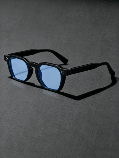 1pc Retro Polygonal Fashion Glasses For Men, Bohemian Rivet Fashion Fashion Glasses For Women, Street Style Decorative Glasses, Suitable For Daily Wear, Photography, Shopping, Cycling, Travel, Beach, Driving, Street, Travel, Vacation, Outdoor Activities, Perfect Gift For Birthday, Holiday, Party, Christmas