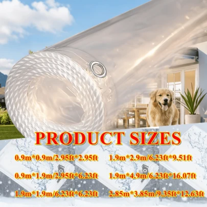 1pc Clear Heavy-Duty PVC Tarp With Metal Grommets & Reinforced Edges-Waterproof Tear-Resistant Cover For Patio, Porch & Outdoor Spaces
