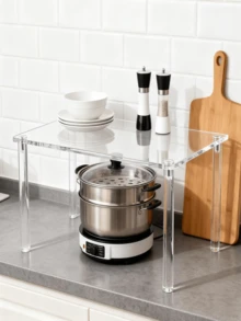 Soporte de exhibición rectangular de acrílico, estantería de almacenamiento de acrílico, soporte de exhibición de postres transparente de 4 patas, se puede usar como soporte de exhibición de figuras, adecuado para decoración, colecciones, modelos, etc. - Multicolor - Ver 2