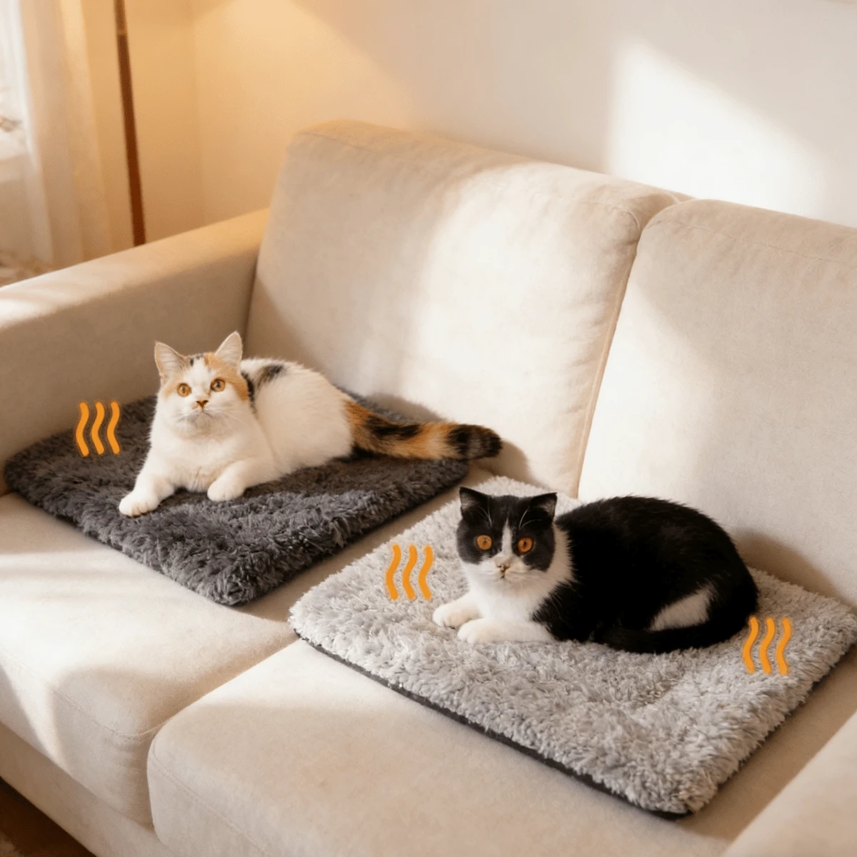 Lit auto-chauffant pour chat, tapis auto-chauffant pour animaux de compagnie, coussin pour animaux de compagnie super chaud pour une utilisation intérieure et extérieure, avec housse amovible, fond antidérapant, lavable, sans chauffage électrique - Gris - Voir 1