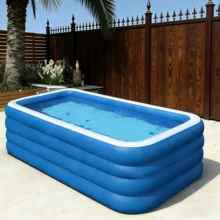 1 bể bơi bơm hơi 4 lớp cỡ lớn và dày, kích thước 120 x 68 x 27 inch, chất liệu PVC bền chắc, phù hợp cho người lớn, sân sau, vườn, công viên nước mùa xuân/hè, có thể gấp gọn, dễ mang theo, màu xanh dương/xanh lá cây/cam, món quà tuyệt vời cho ngày Valentine. - Nhiều màu - Xem 11