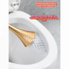 1pc Premium Gold-Tone Toilet Brush With Holder | Long Handle Bathroom/Toilet Cleaning Brush, Cute Elegant Freestanding Toilet Brush Set For Home, Bathroom, Toilet - Multicolor - View 1