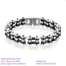 1 件朋克摇滚不锈钢男士手链，摩托车骑行手链自行车链嘻哈珠宝新款时尚日常佩戴生日礼物 - 鏈條手鍊 - 查看 20