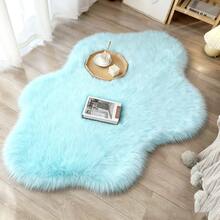 1 tấm thảm trải sàn bằng vải nhung mềm mại, màu xanh dương, thoải mái cho phòng ngủ, phòng khách, phòng học, văn phòng, lối vào, có thể dùng làm thảm trải sàn, chống trơn trượt, dễ thương, có thể giặt được - Trang trí nhà cửa trong nhà quanh năm. - Màu xanh bạc hà - Xem 2