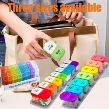 7/31-Day Portable Pill Organizer With Dividers - Easy To Label, Pill Organizer, Suitable For Vitamins, Supplements, Tablets - Ideal For Travel, Home, Or Doctor's Office Use, Compact Design, Durable Construction, Vibrant Color Storage Box - màu sắc - Xem 1