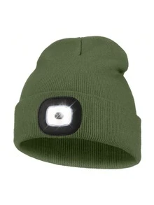 USB Rechargeable LED Knitted Beanie Hat, Unisex Warm Winter Cap With Headlamp, Knitted Night Light Hat With Flashlight - Single - View 22