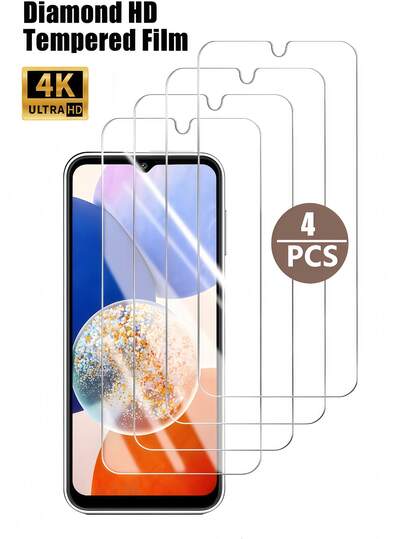 4 piezas de protector de pantalla de vidrio templado de alta definición, resistente a los arañazos, con bordes redondeados, anti-caídas, a prueba de roturas, compatible con Samsung Galaxy/compatible con iPhone