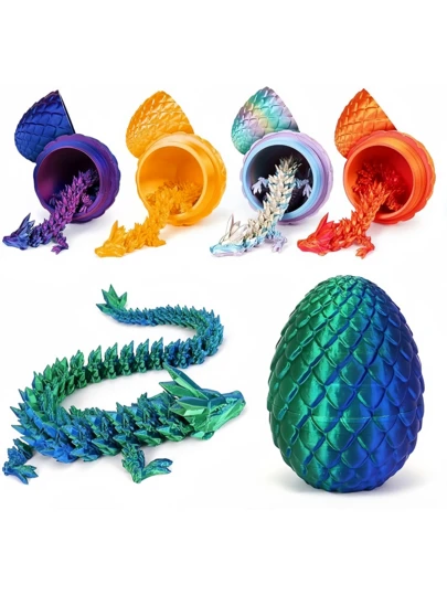 1 Set 3D Printed Dragon Egg Decor Set, Crystal Dragon Figurine Decor, Colorful Animal Shaped Storage Box, Creative Home Decor & Gift