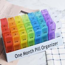 7/31-Day Portable Pill Organizer With Dividers - Easy To Label, Pill Organizer, Suitable For Vitamins, Supplements, Tablets - Ideal For Travel, Home, Or Doctor's Office Use, Compact Design, Durable Construction, Vibrant Color Storage Box - màu sắc - Xem 5