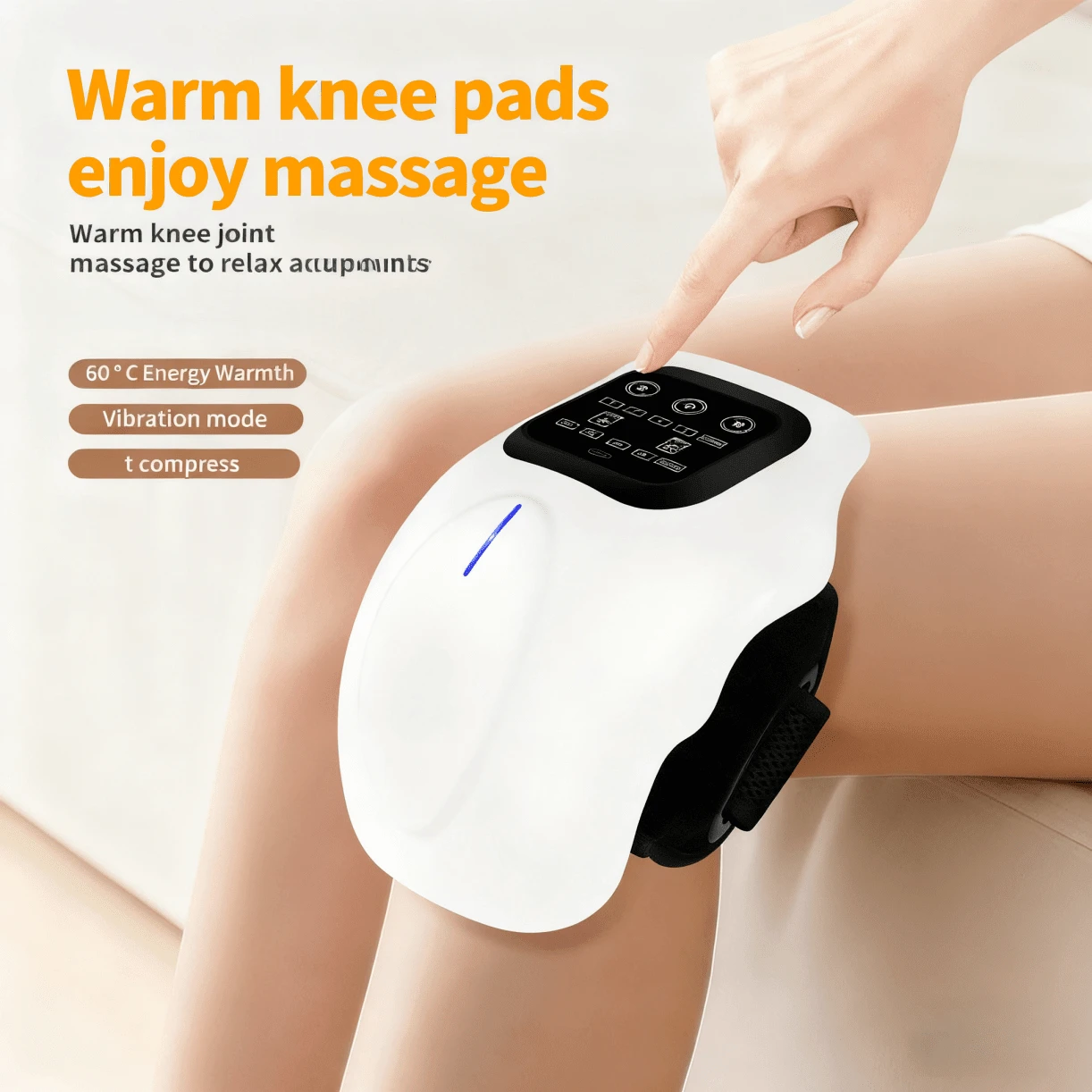 Masajeador de rodilla inalámbrico inteligente multifuncional, masajeador de rodilla vibratorio para relajación, dispositivo de masaje con vibración y compresión de calor recargable, masajeador de articulación de rodilla para el hogar, dispositivo de rodilla adecuado como regalo para los abuelos