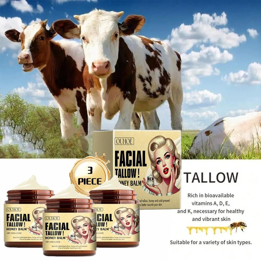 3-Piece Set,Tallow Honey Moisturizing Cream For The Body Deep Moisturizing And Hydrating To Maintain Skin Elasticity-Free Shipping-Quick Ship Items-Christmas Gifts|Stocking Stuffers|Stocking Stuffers For Women|Gifts For Women|Travel Essential|Small Gifts - Màu vàng - Xem 1