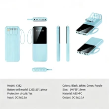 10000mAh，20W快充，便携式大容量电源，户外移动应急电源设备，配备苹果/Type-C/USB数据线充电，智能数字显示屏和手电筒，稳定锂电池组。是馈赠亲友的理想之选。适合冬季假期户外旅行/露营，也是送给家人、朋友的应急备用移动电源礼物，生日礼物，户外露营礼物，生日移动电源，便携式充电器，电量显示 - 黑色 - 查看 2