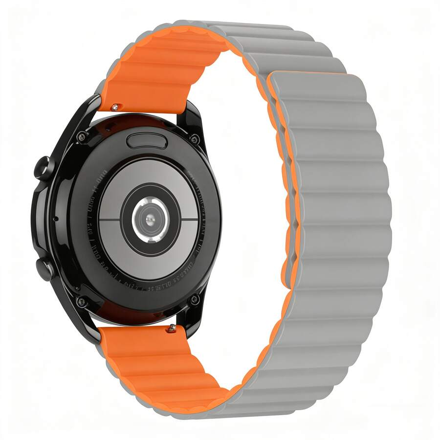 Correa Reemplazo para Reloj Inteligente 22mm | Silicona Suave con Sistema Quick Release Spring | Cierre Magnético Fuerte, Compatible con Varios Modelos - Gris naranja - Ver 1