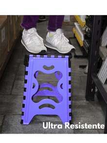 Banco Plegable Grande Portatil Plastico Soporta 120kg 1pz Acabado De La Estructura Mate Color Verde Pastel - Morado - Ver 7