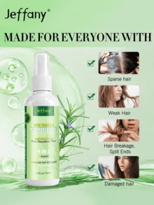 3.38 Oz Rosemary & Rice Hair Strengthening Mist, Thick Hair Spray Infused With Rosemary Oil, Rice Extract, Biotin & Hair Nourishing Essence, Softens, Smoothens, Moisturizes Dry, Damaged Hair, Repairs Split Ends, Strengthens Hair, Scalp Care, Deep Hydration, Anti-Frizz, Heat Protection, Keratin Formula, Quick Absorbing Suitable For All Hair Types - Mint Green - View 5