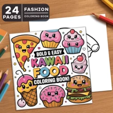 Cute Food: Children's Coloring Book, Bold And Fun Designs, Easy To Color, 24 Pages Thick Paper, Suitable As Gift For Women, Also A Gift For Coloring Enthusiasts, Stationery Supplies. - Cute Food - View 18