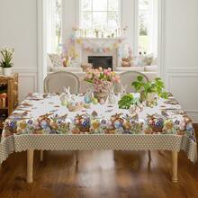 36件套卡其色波点复活节快乐桌布，饰有复活节兔子彩蛋和农舍图案，适合春夏餐桌装饰，是复活节的理想礼物，也适合室内外/复活节派对和家居装饰，以及复活节和农舍风格的装饰。 - 03 - 查看 7
