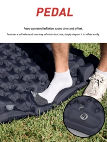 1pc Portable & Practical Diamond Pattern TPU Inflatable Air Mattress. Features Include: Foot-Operated Inflation, Easy To Inflate And Compress For Storage; Thick & Breathable Design; Diamond Pattern; Red Button Detail. Suitable For Hiking, Camping, Picnics, Short Road Trips And Other Outdoor Activities. A Comfortable Sleeping Pad, An Essential For Holiday Outdoor Travel. - Multicolor - View 4