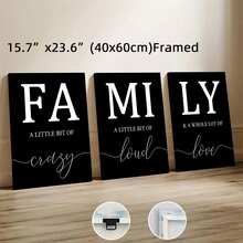 3幅/套 现代简约黑白家庭语录帆布海报，可选配画框，精美房间装饰，防水帆布墙画，艺术品，礼品，适用于客厅、卧室、餐厅、家居和宿舍 - 黑與白 - 查看 15