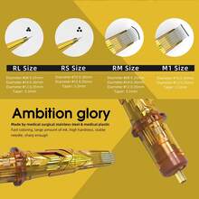 Ambition 20pcs Glory Tattoo Needles 0.35mm Round Tip Liner & Shader Disposable Tattoo Needles Compatible With Tattoo Machines - Gold - View 3