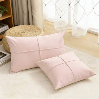 1pc/2pcs Plain Cushion Cover Without Filler,Velvet Pillowcase For Sofa, Home Decoration