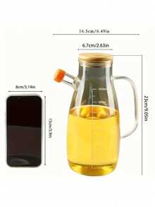 1个大容量硼硅酸盐玻璃油瓶，大容量，适合家庭厨房使用，带刻度尺，玻璃油瓶配备量杯和防溢油装置，调味瓶，适用于户外烧烤、露营、野餐、厨房用具、节日礼品。