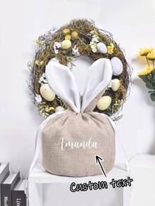 Personalized Easter Bunny Basket, Rope Easter Egg Hunting Bag, Personalized Easter Bunny Pouch, Easter Gifts, Egg Hunting Activity, Holiday Gifts, Easter Gifts, Gifts For Her - Item 5 - View 1