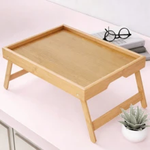 1 pièce Plateau de lit en bambou avec pieds pliables, bureau pour ordinateur portable 30*40cm, convient pour la cuisine, le canapé ou l'espace de travail, idéal pour les cadeaux de remise des diplômes, les présents de pendaison de crémaillère - Multicolore - Voir 2