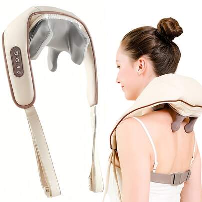 SOKANY 智能颈部按摩器（带加热功能），USB充电（2000mAh锂电池）。智能定时、人工揉捏、双向揉捏按摩、多种按摩模式，适用于颈部、背部、腿部和肩部按摩。送给父母和朋友的完美礼物。