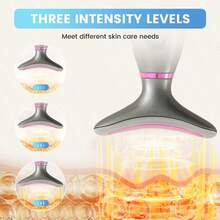 500mAh可充电面部颈部美容按摩器，家用颈脸按摩器，振动加热按摩仪，女士护肤礼品，圣诞礼物