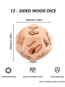 情侣约会骰子套装，带收纳盒，美食电影创意骰子，约会之夜骰子选择版，趣味玩具，木质决策骰子，创意游戏，适合优柔寡断的人，适合室内派对道具，也是周年纪念日、生日、婚礼、圣诞节、情人节的浪漫礼物。 - 米色 - 查看 12