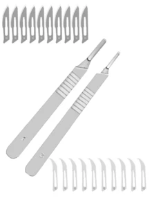 6/11/12/22Pcs Value Pack Carbon Steel Utility Blades - With No. 3-4 Handle & No.11-23 Industrial Carving Blade, Non-Medical - For Artwork Engraving, Industrial Engraving, Cell Phone Repair, Film Blades, DIY Craft Tools, Scraping, Secondary Trimming - For Professionals & DIY Enthusiasts - Multicolor - View 20