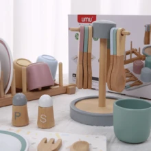 Wooden Kitchen Toys Cookware Pots Pans Cooking Pretend Play Educational Toys, Realistic Kitchen Utensils For Children, Girls