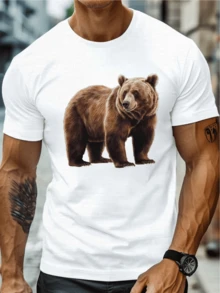 Oso marrón de aspecto realista que simboliza fuerza protección y conexión con la naturaleza transmitiendo poder y serenidad en cada detalle camiseta de hombre 100% algodón 220g - Blanco - Ver 8