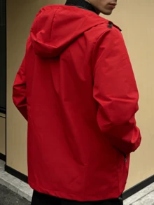 Men's Fashion Casual Classic Versatile Zip-Up Hooded Jacket - Red - View 2