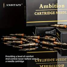 Ambition 20支装高级纹身针头,圆形,一次性,已消毒,适用于纹身机和永久化妆 - 金色 - 查看 4