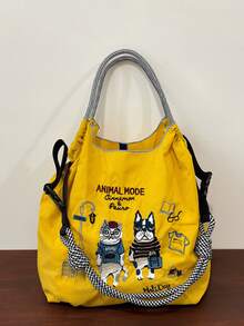 女士手提包，新款丝巾刺绣，大容量，轻便，可调节肩带，可折叠，适合通勤、旅行、休闲、节日、聚会、圣诞礼物 - 彩色 - 查看 13