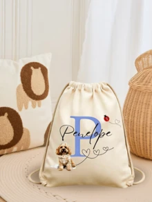 Zaino personalizzato con coulisse per il ritorno a scuola, borsa scuola PE carina con nome personalizzato. Borsa palestra leggera con dinosauro per scuola, università, viaggio., Regalo per ragazzi - Multicolore - Visualizzare 5
