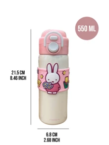 550毫升白色杯身，粉色杯盖/硅胶套，可爱卡通印花，SUS316不锈钢内胆，柔软硅胶套，双饮口设计，舒适便携提手，真空保温，适合日常使用、旅行、户外野餐、办公、休闲等场合，尤其适合卡通爱好者、年轻女性、学生、上班族，也是送给朋友/爱人的绝佳礼物，以及独特的生日/节日礼物。 - 25425蜜桃粉 - 查看 4