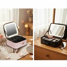 1pc Travel Makeup Bag With Mirror & Full Makeup Brush Set, Large Capacity Cosmetic Storage Box, Portable Makeup Bag With LED Light Mirror, Makeup Light, LED Light, Night Light, Lighting, Travel Organizer Accessories, Makeup Bag, Large Capacity Cosmetic Organizer,Makeup Bag,Travel Essential - Multicolor - View 12