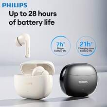 PHILIPS 飞利浦 TAT1320 轻巧无线耳机，蓝牙 6.0，迷你无线耳塞，运动耳机，日常通勤耳机，时尚耳机，高品质音频，符合人体工学设计，便携式音频设备，降噪功能，适合学生和通勤族使用。 - 黑色 - 查看 3
