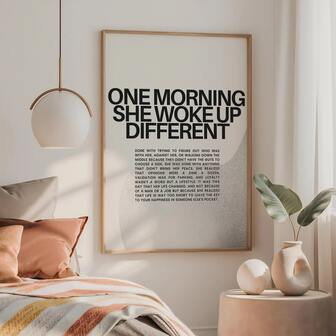 1Pc Unframed Modern Wall Art, One Morning She Woke Up Different, Strong Women Quote Canvas Posters, Aesthetic Room Decor, Waterproof Canvas, Artwork Wall Painting For Gift, Wall Picture For Living Room, Bedroom, Home And Dormitory Decoration