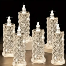 Conjunto de 1/2/3 velas de LED alimentadas por bateria, com estampa de rosas, efeito cristalino, perfeitas para o Dia dos Namorados, incluindo pedidos de casamento, jantares à luz de velas, casamentos, aniversários, decoração de quartos e eventos festivos. Criam uma atmosfera romântica para o Dia dos Namorados. Pilhas inclusas. - Multicolorido - Ver 7