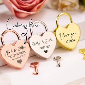 1 pezzo Lucchetto personalizzato con motivo a cuore, regalo per viaggi e luna di miele, regalo di matrimonio, lucchetto commemorativo per lei, regalo di viaggio per coppie